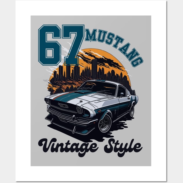 Vintage Style - 67 Mustang Wall Art by Teebevies